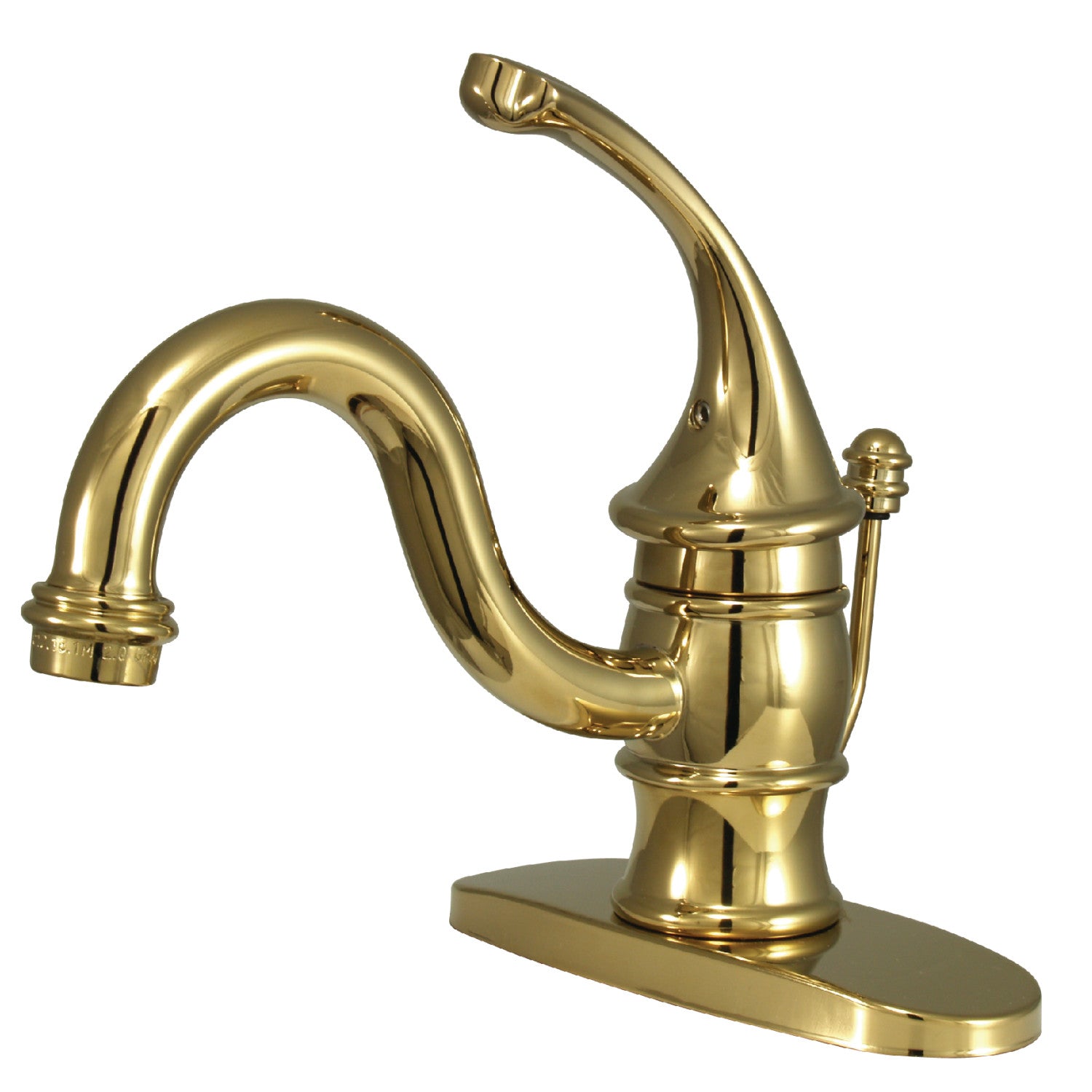 Kingston Heirloom KB3402GL - Georgian One-Handle 1-Hole Bathroom Faucet with Deck Plate and Pop-Up Drain, Polished Brass — image 1